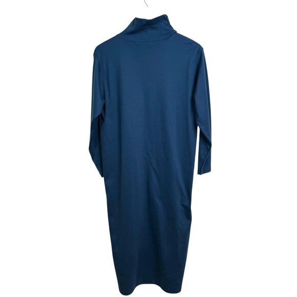 L.L. Bean Made in USA Size Medium Petite Teal Mock Neck Long Sleeve Midi Dress - Picture 5 of 7